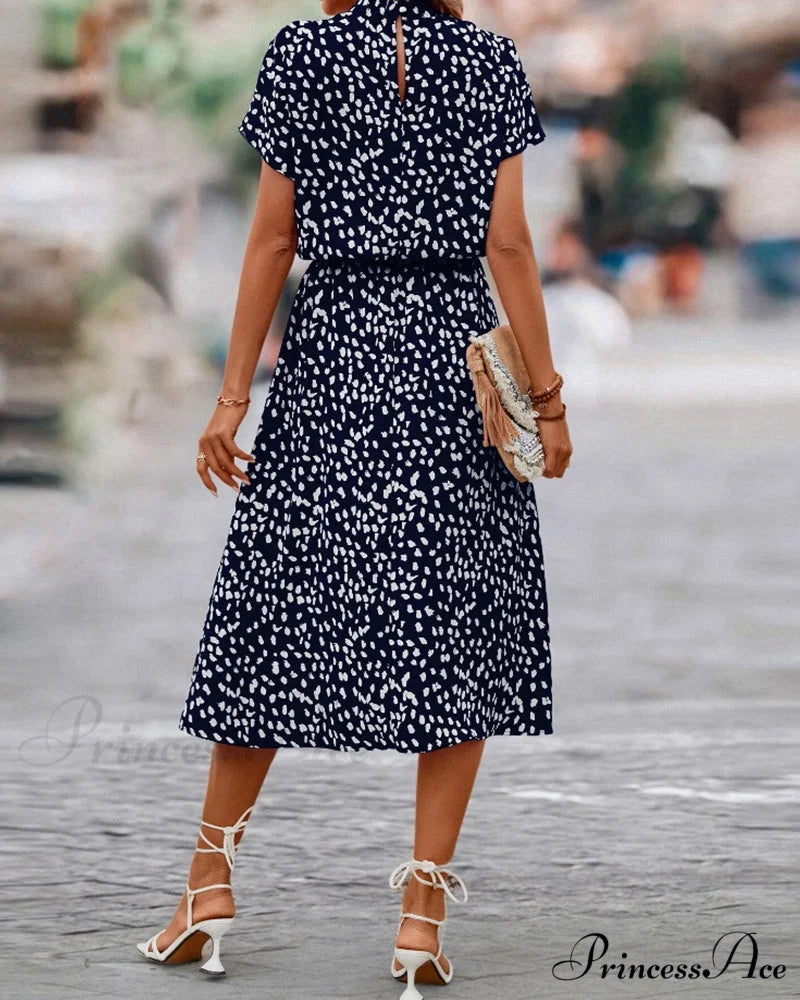 Dalmatian Print Dress with Short Sleeves