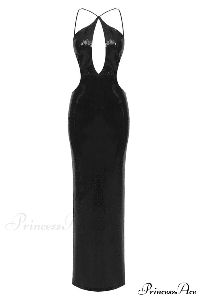 Darcy Backless Stylish Cutout Sequin Dress XS / Black