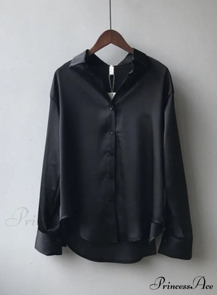 Daria Satin Blouse S / Black