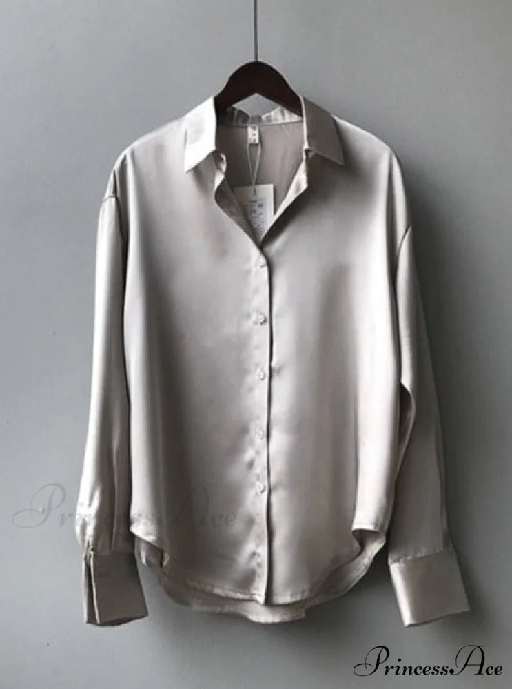 Daria Satin Blouse S / Gray