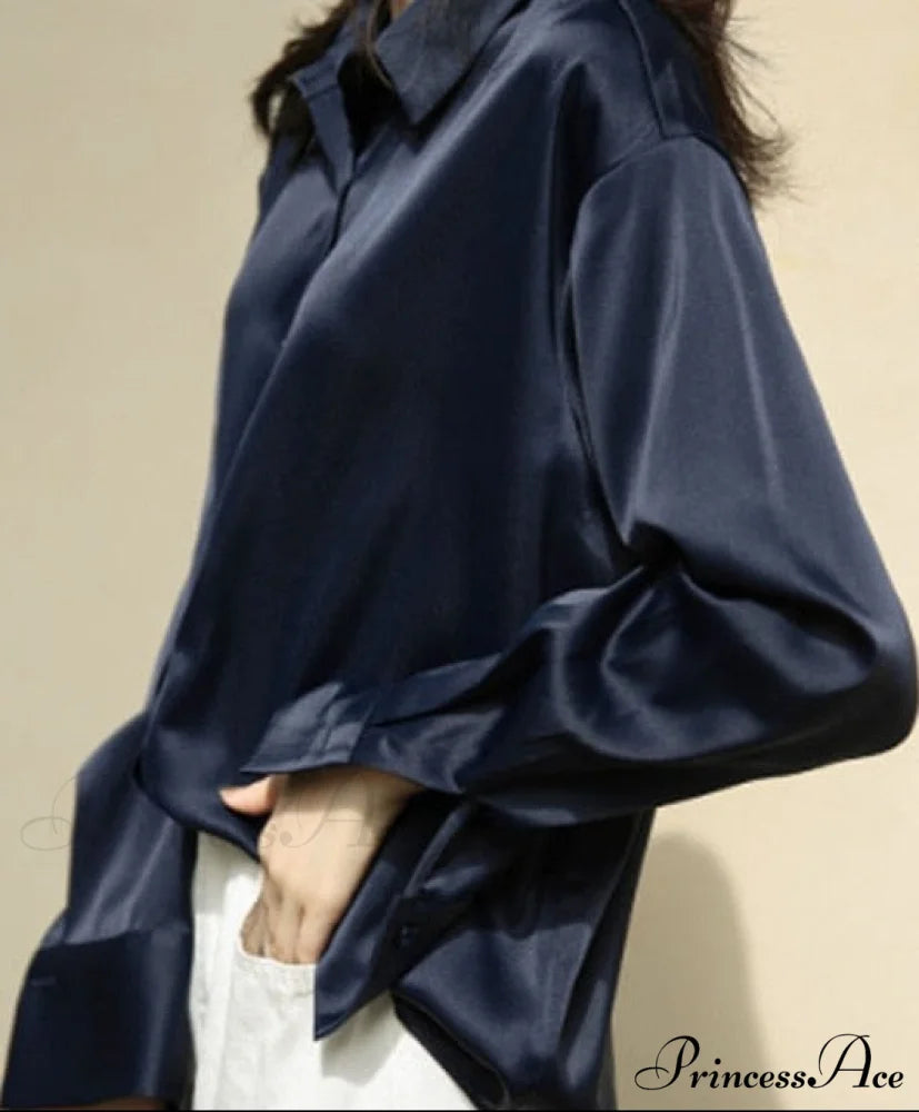 Daria Satin Blouse S / Royal Blue