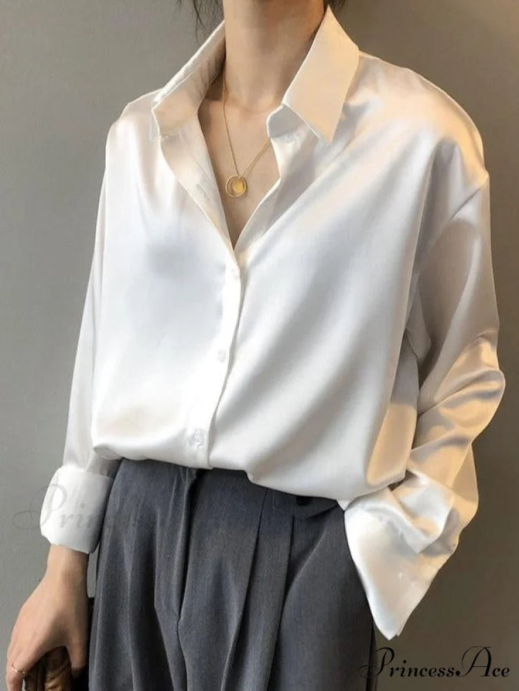 Daria Satin Blouse S / White