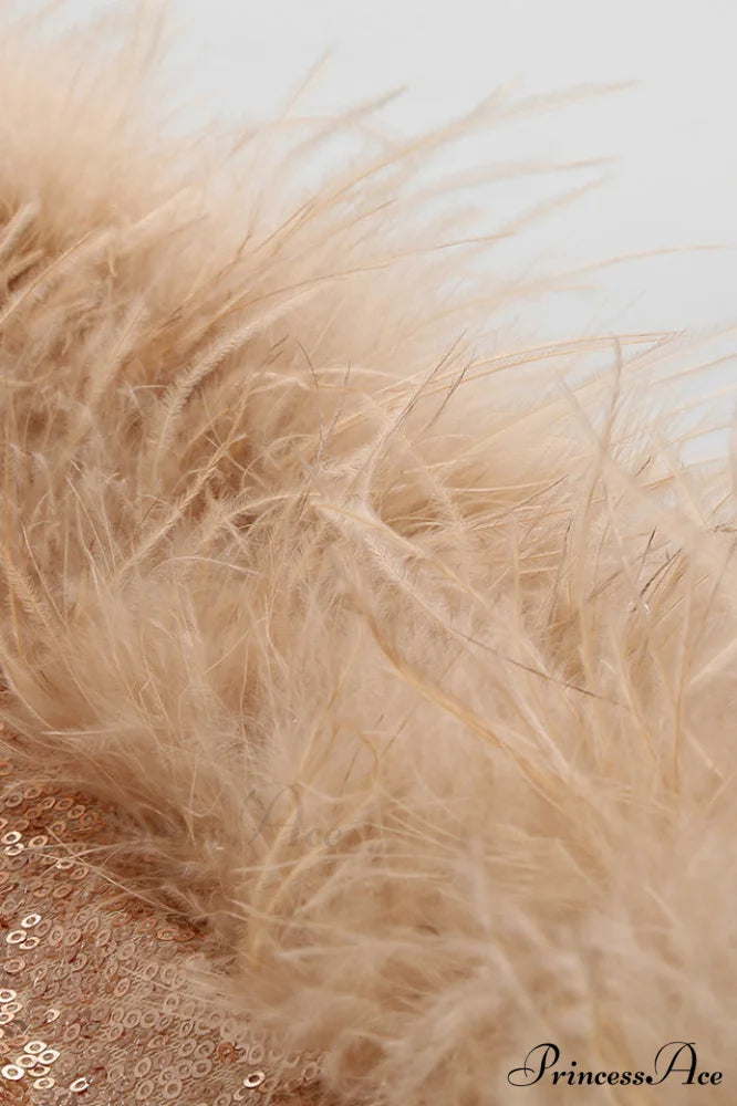 Daria Sequin Stylish Feather Mini Dress