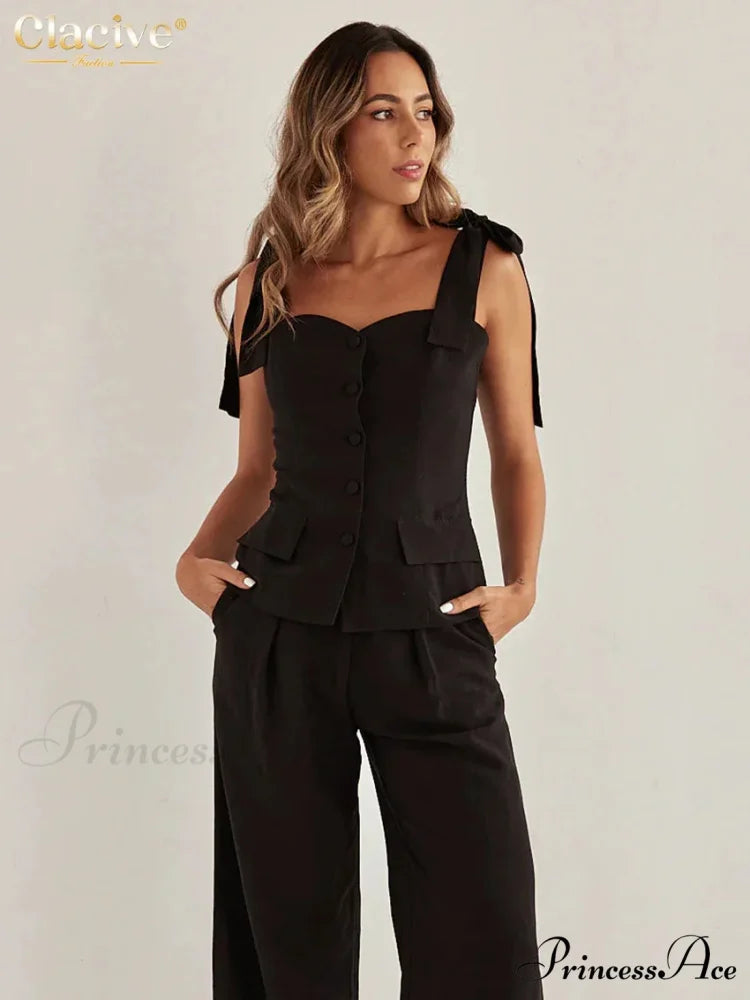 Dark Cotton Sleek Sleeveless Workplace Two Piece Set officetwopieceset-250223