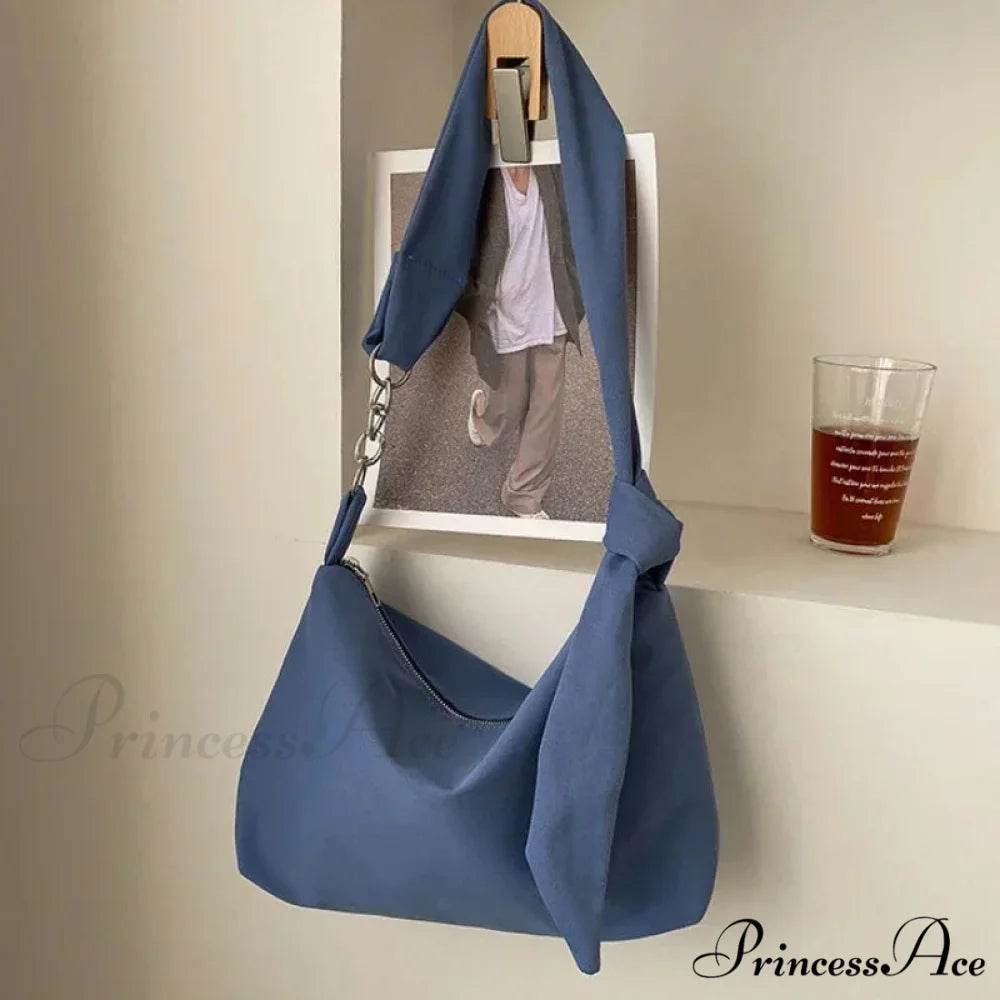 Dark Crossbody Shoulder Bag with Chain Blue shoulder-250126