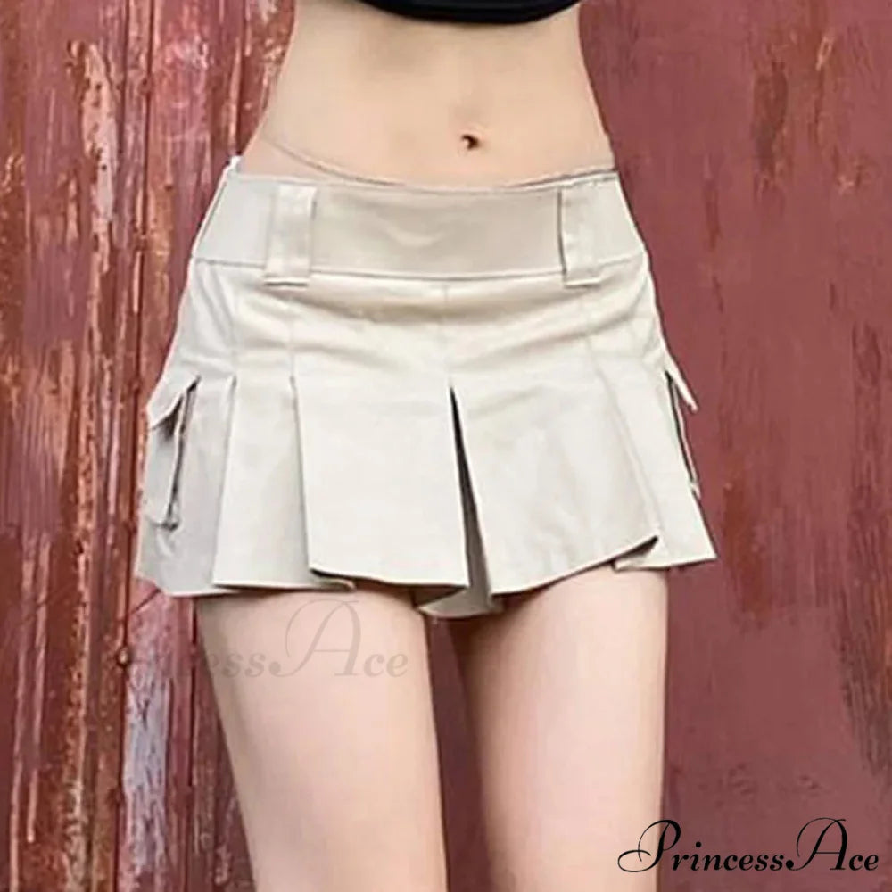 Dark Folded Tennis Style Skirt Khaki / S skirts-250223
