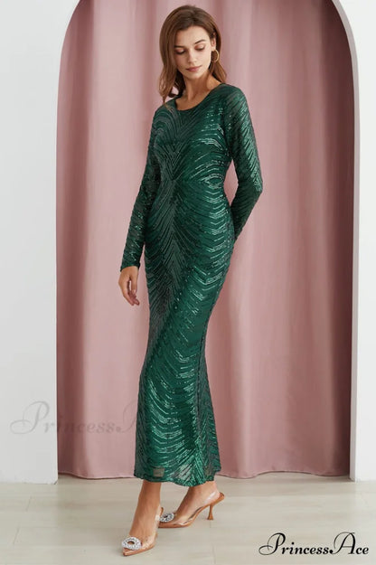 Dark Green Stylish Sequin Mermaid Gown