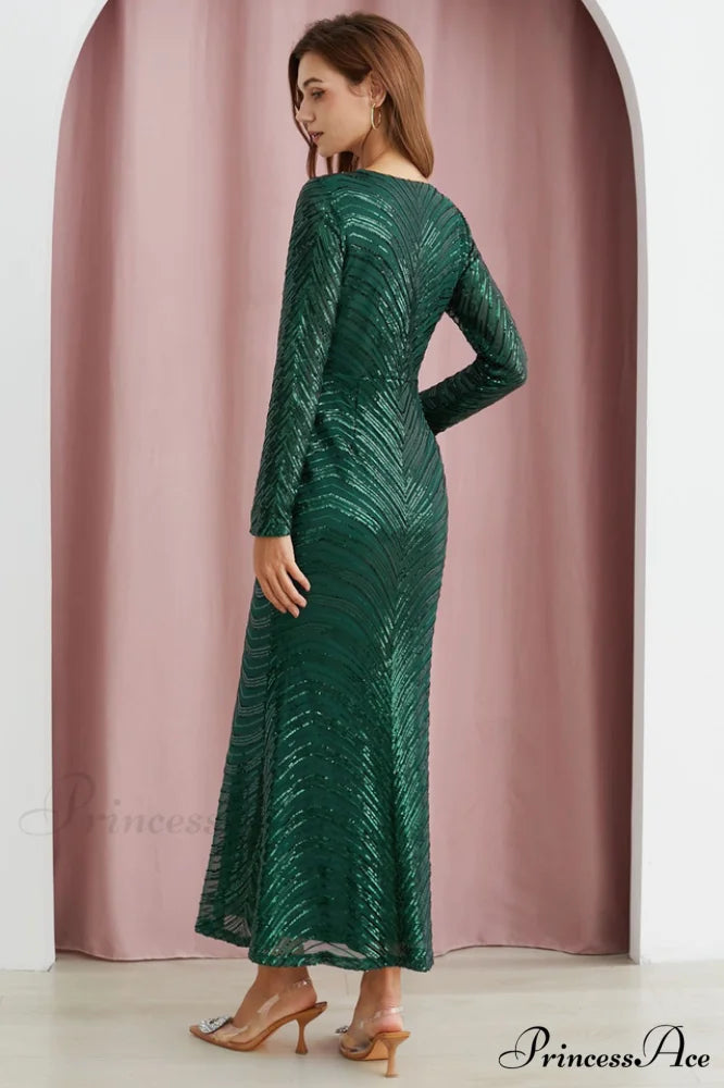 Dark Green Stylish Sequin Mermaid Gown