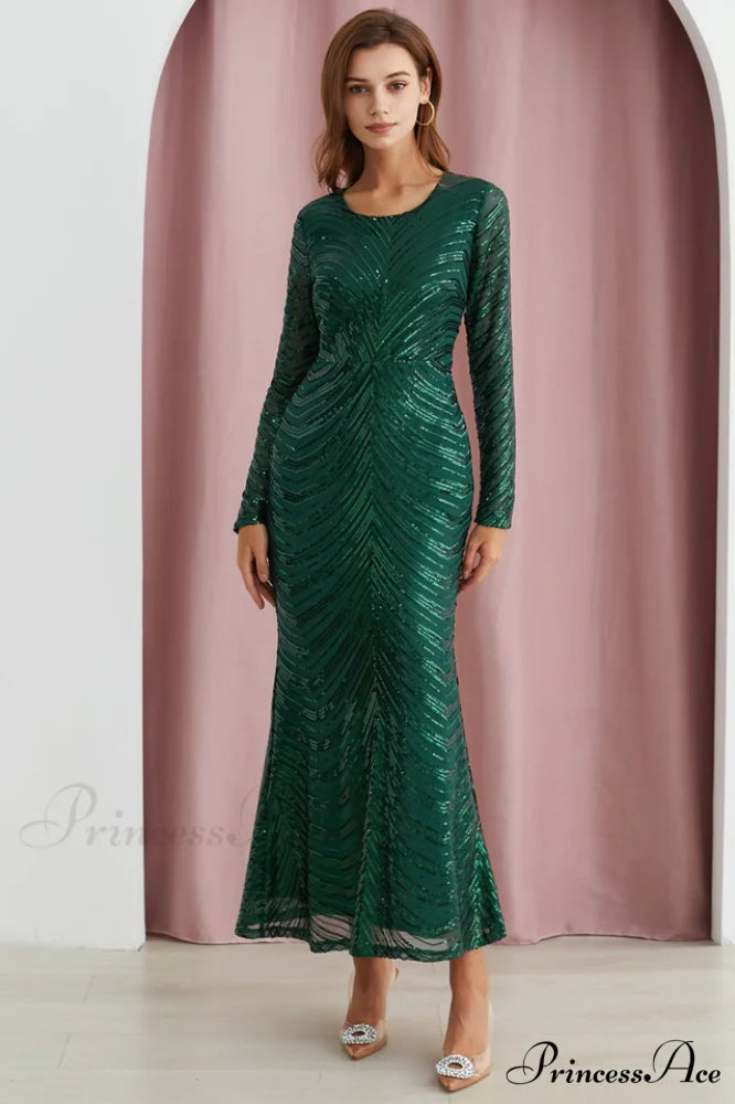 Dark Green Stylish Sequin Mermaid Gown