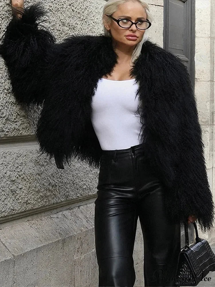 Dark Informal Fold Over Collar Jacket coats-241228