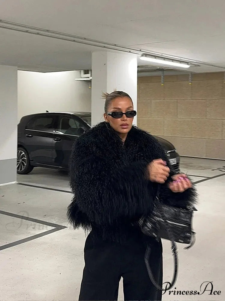 Dark Informal Fold Over Collar Jacket coats-241228