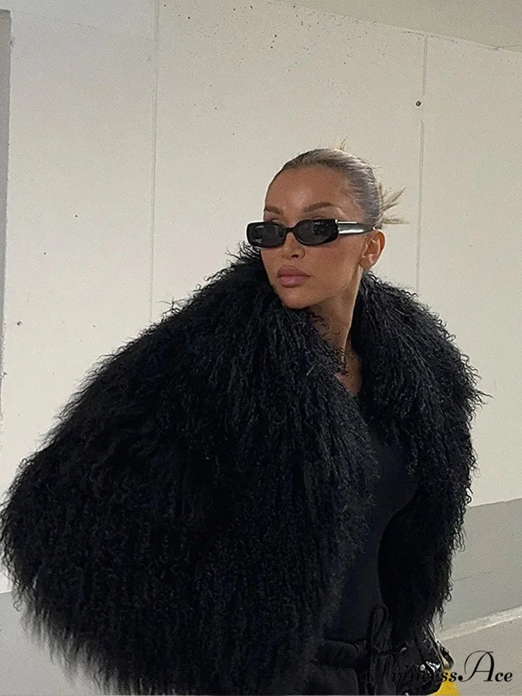 Dark Informal Fold Over Collar Jacket coats-241228