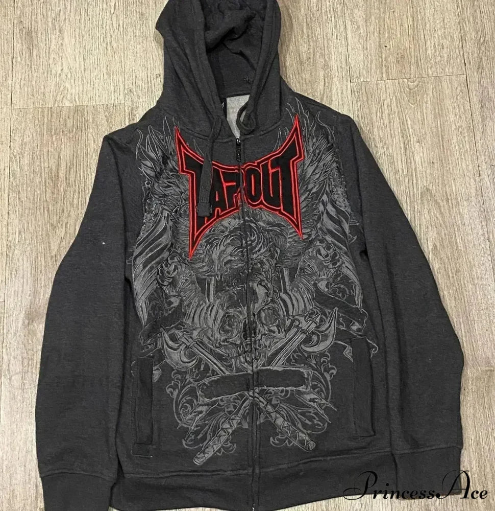 Dark Letter Print Autumn Hoodie black 2 / S hoodies-241228