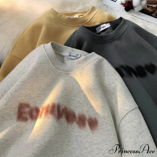 Dark Letter Print Cotton Sweatshirt Sweatshirt-241228