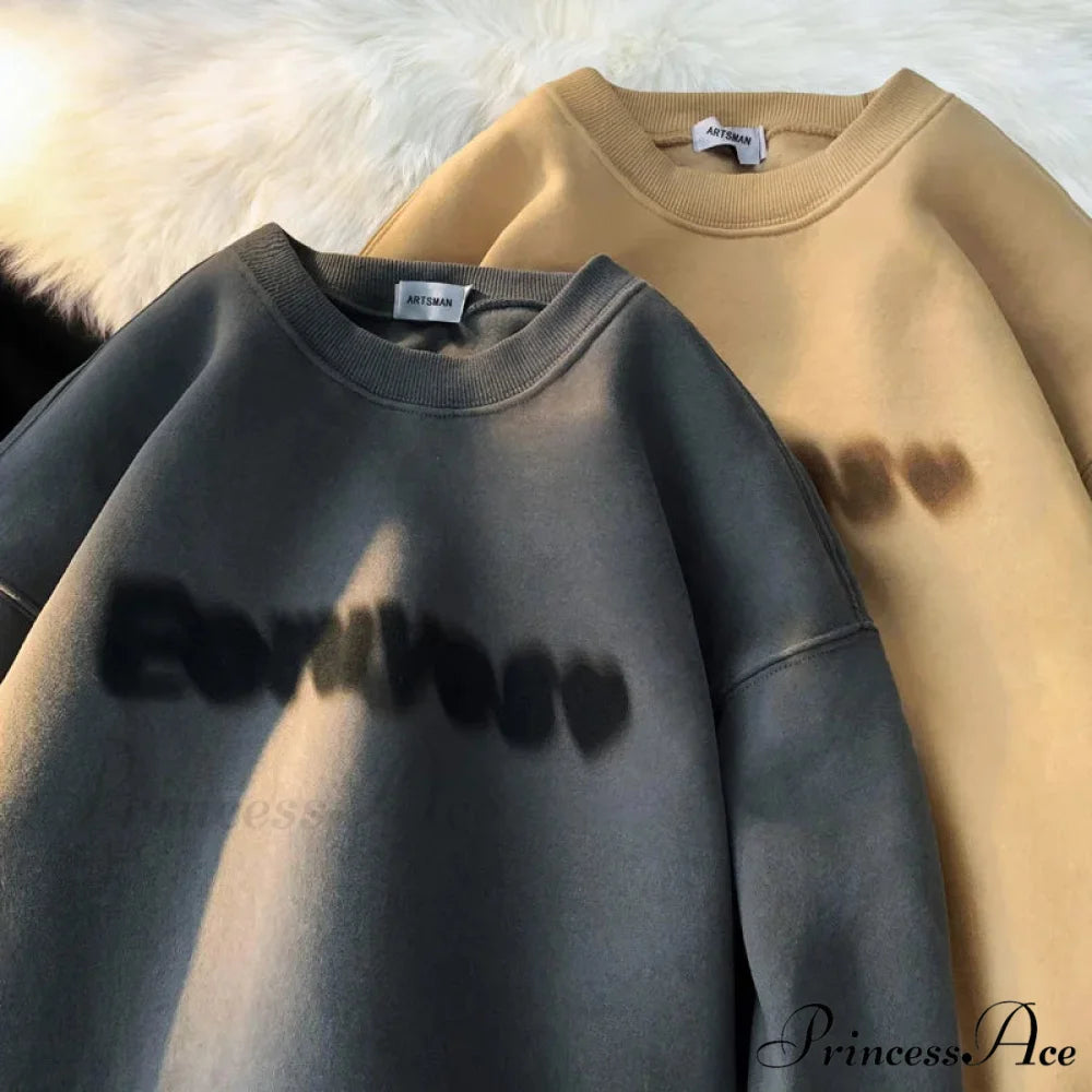 Dark Letter Print Cotton Sweatshirt Sweatshirt-241228