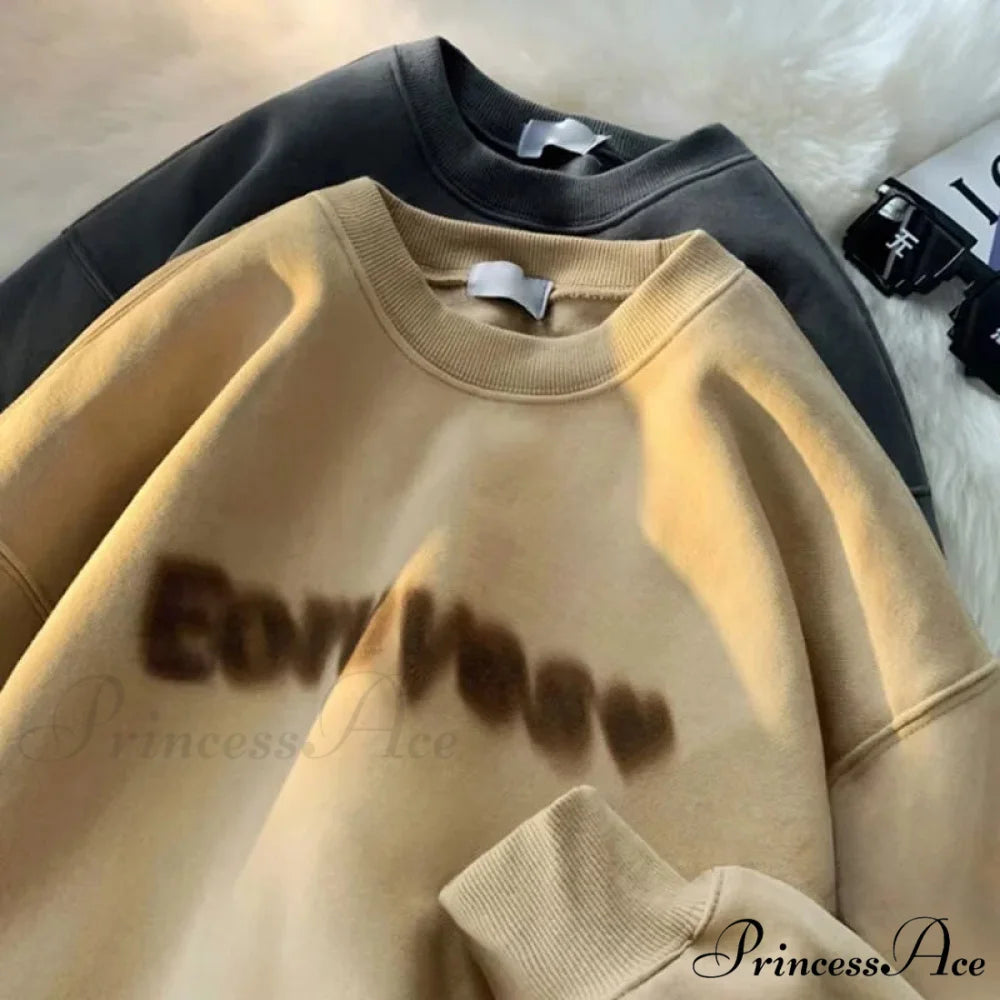 Dark Letter Print Cotton Sweatshirt Sweatshirt-241228