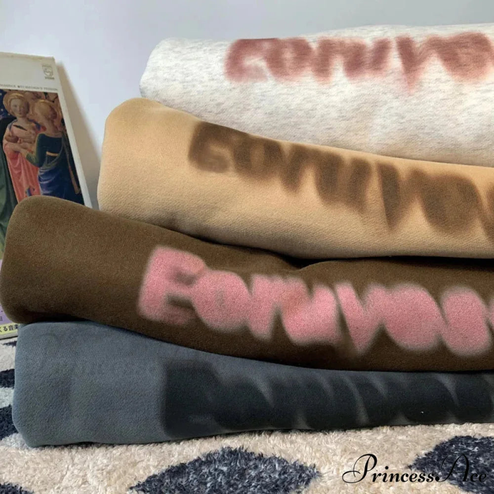 Dark Letter Print Cotton Sweatshirt Sweatshirt-241228