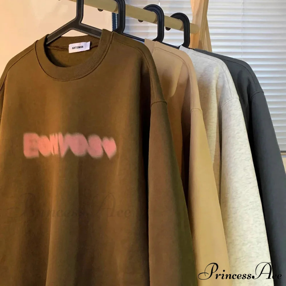 Dark Letter Print Cotton Sweatshirt Sweatshirt-241228