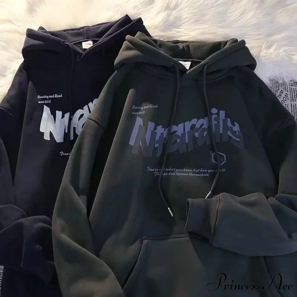 Dark Letter Print Informal Oversized Hoodie hoodies-241228