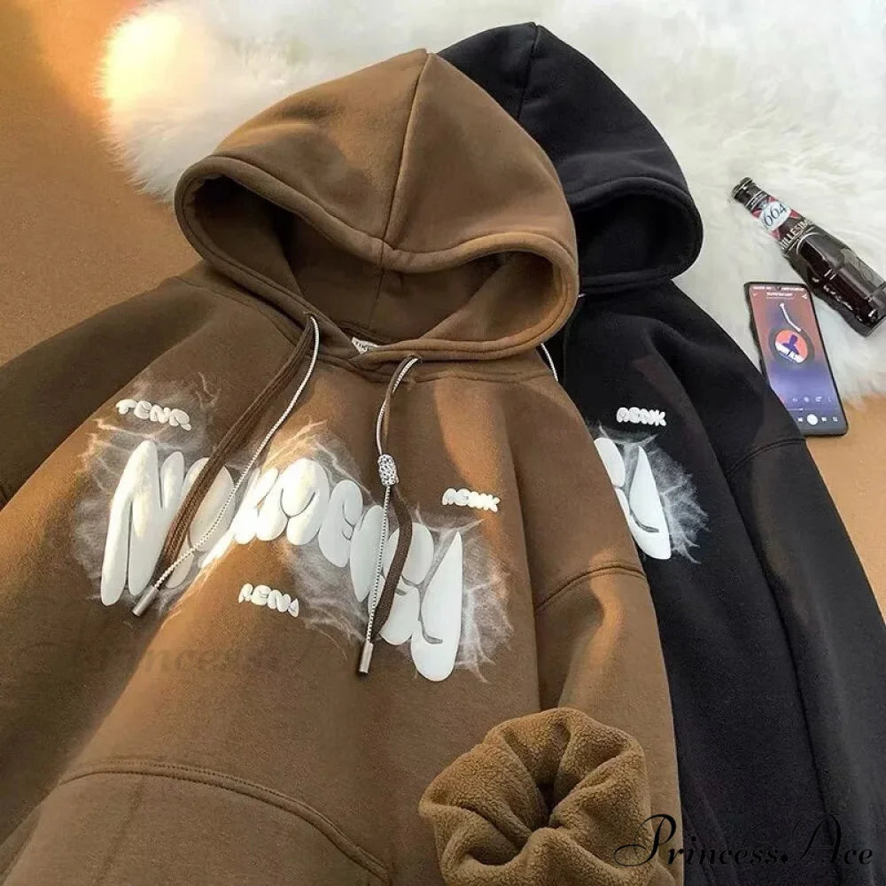 Dark Letter Print Y2K Retro Hoodie hoodies-241228