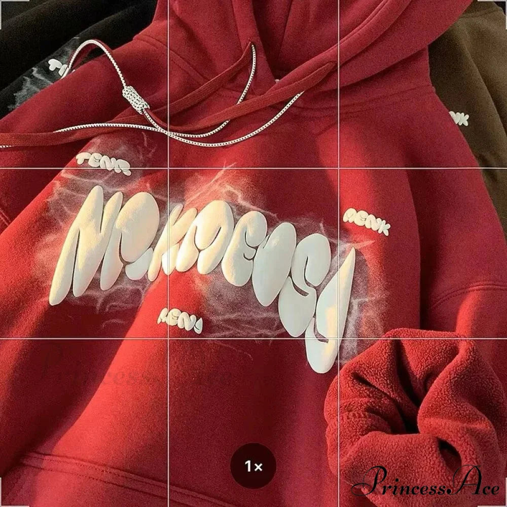 Dark Letter Print Y2K Retro Hoodie hoodies-241228