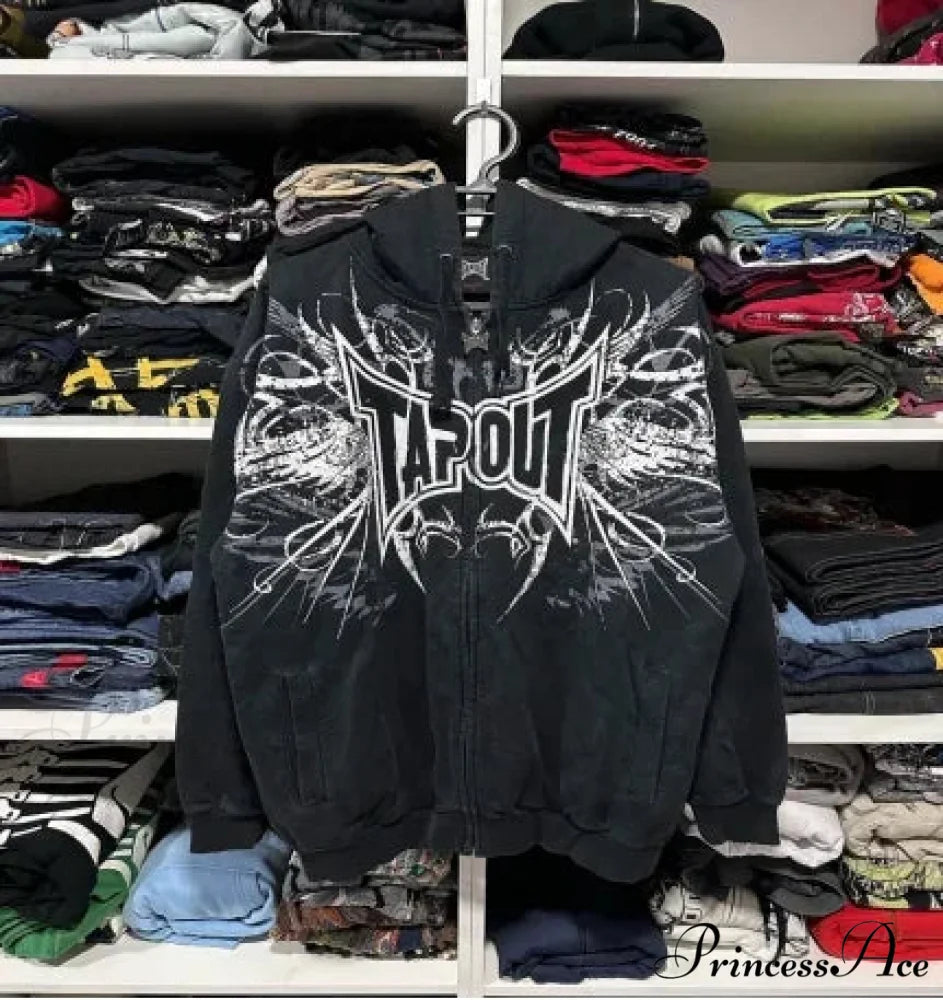 Dark Long Sleeve Zipper Hoodie black 5 / M hoodies-241228