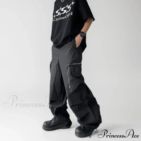 Dark Loose Cargo Urban Pants M / Black pants-241228