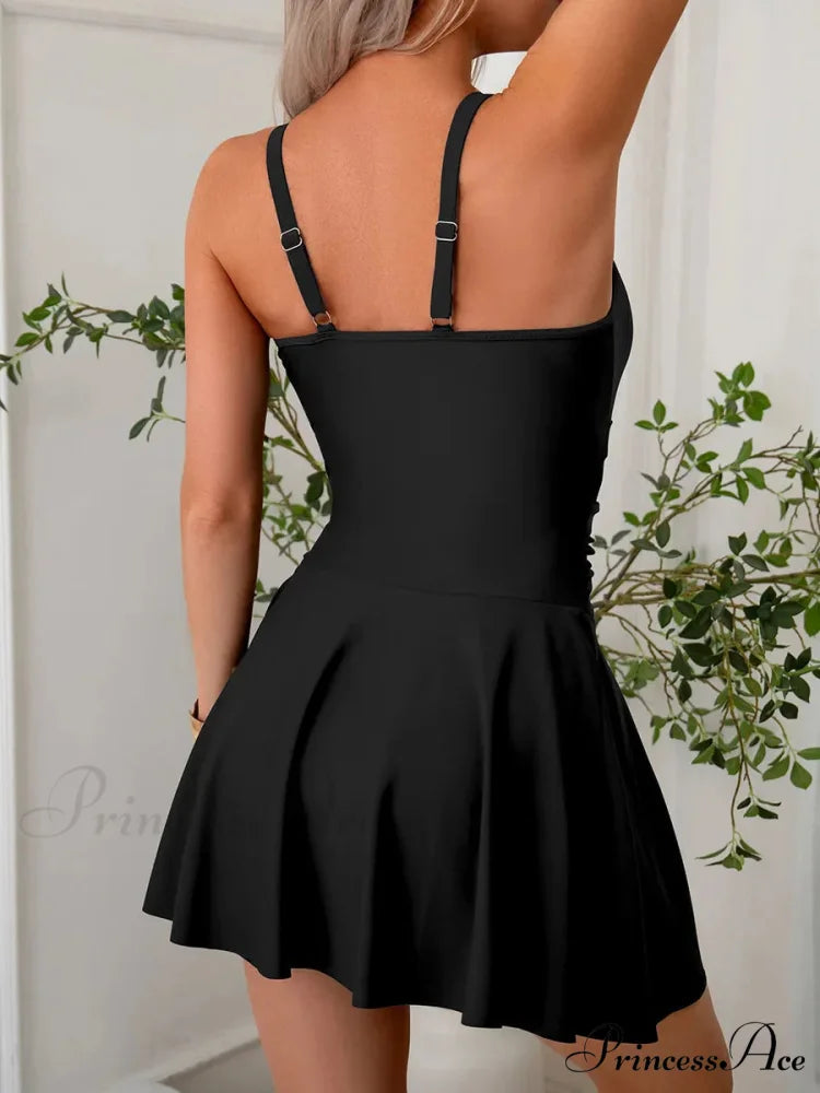 Dark Mesh Patchwork Single Piece Swimsuit onepiece-250223