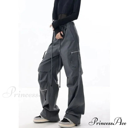 Dark Parachute Cargo Trousers Y2K Trousers Gray / M pants-241228