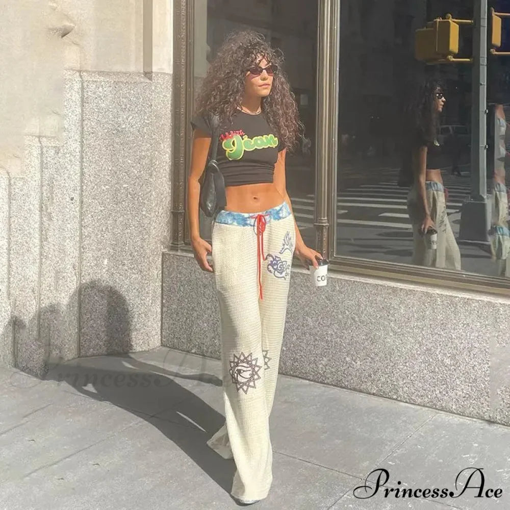 Dark Print 2000s Women Grunge Trousers pants-241228