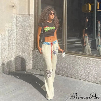 Dark Print 2000s Women Grunge Trousers pants-241228