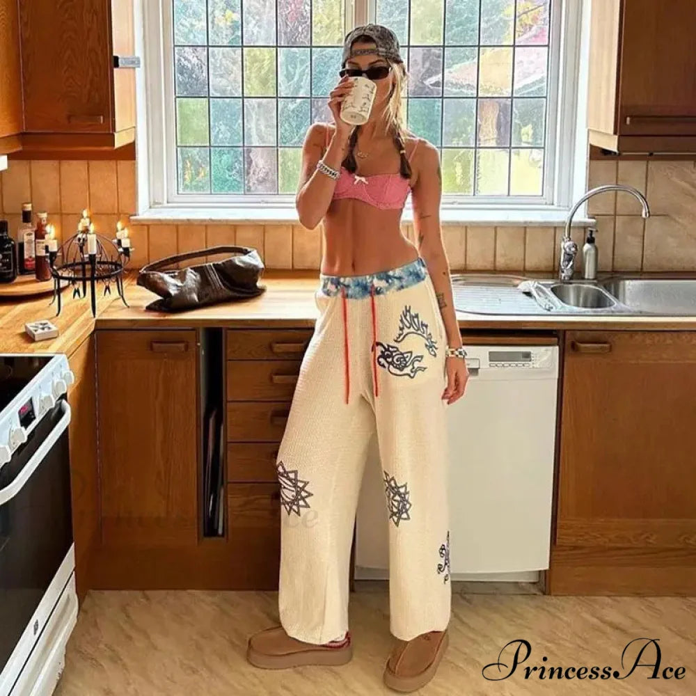 Dark Print 2000s Women Grunge Trousers pants-241228