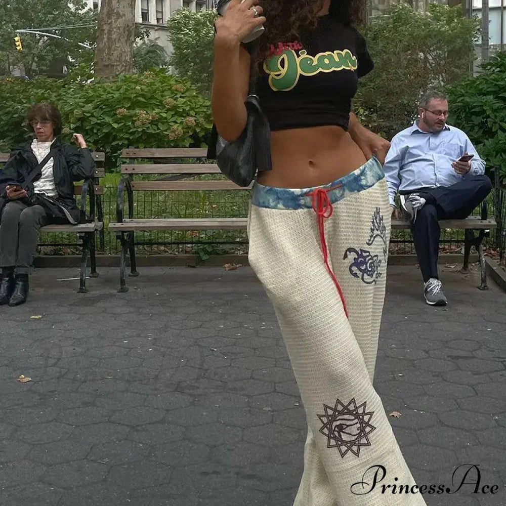 Dark Print 2000s Women Grunge Trousers pants-241228