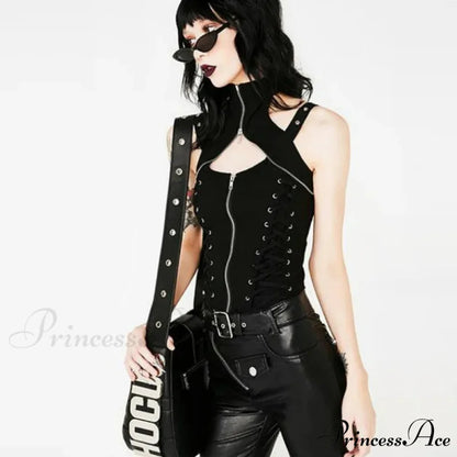 Dark Sexy Harajuku Streetwear Gothic High Waist Bandage Rave Crop Top