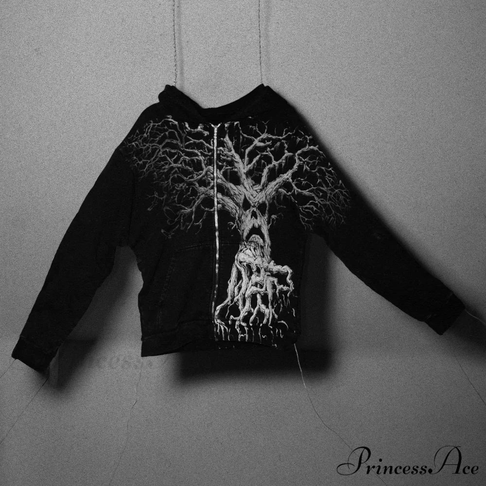 Dark Skull Zipper Hoodie hoodies-241228