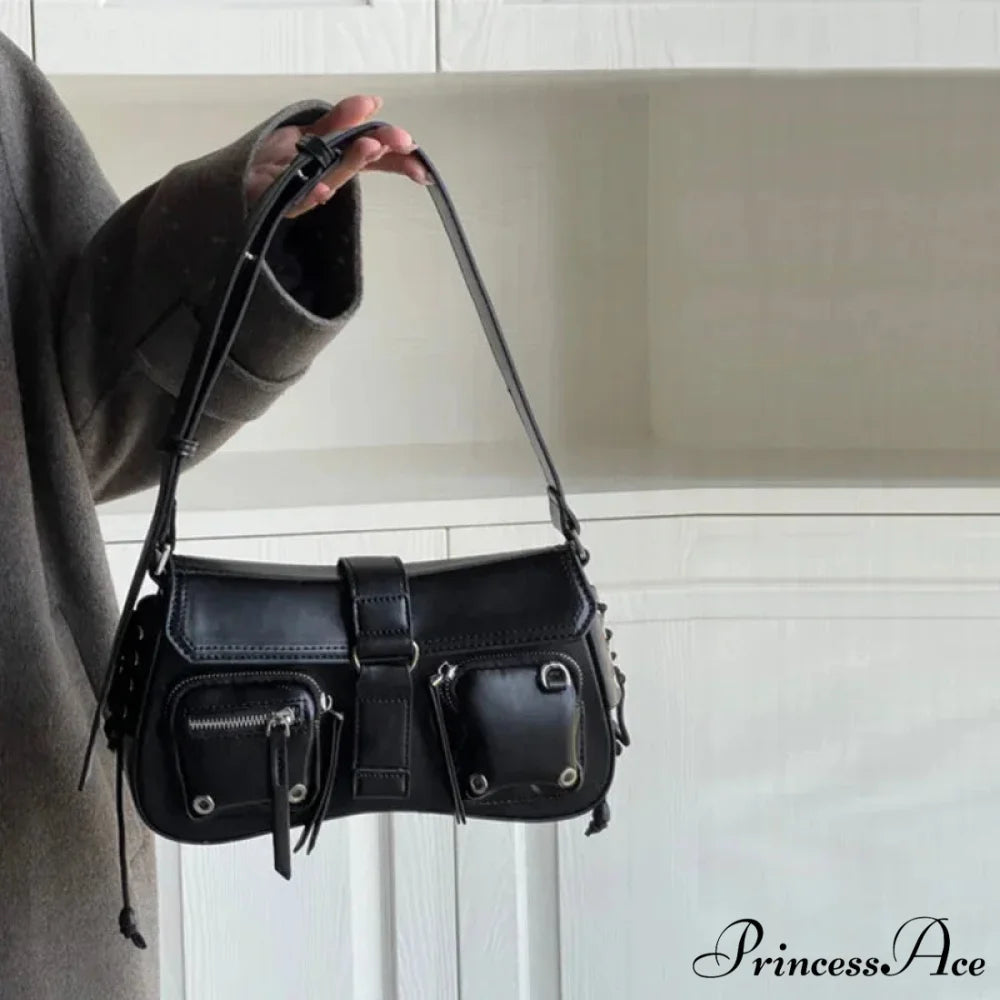 Dark Star Purse Vintage Shoulder Bag Black shoulder-250126