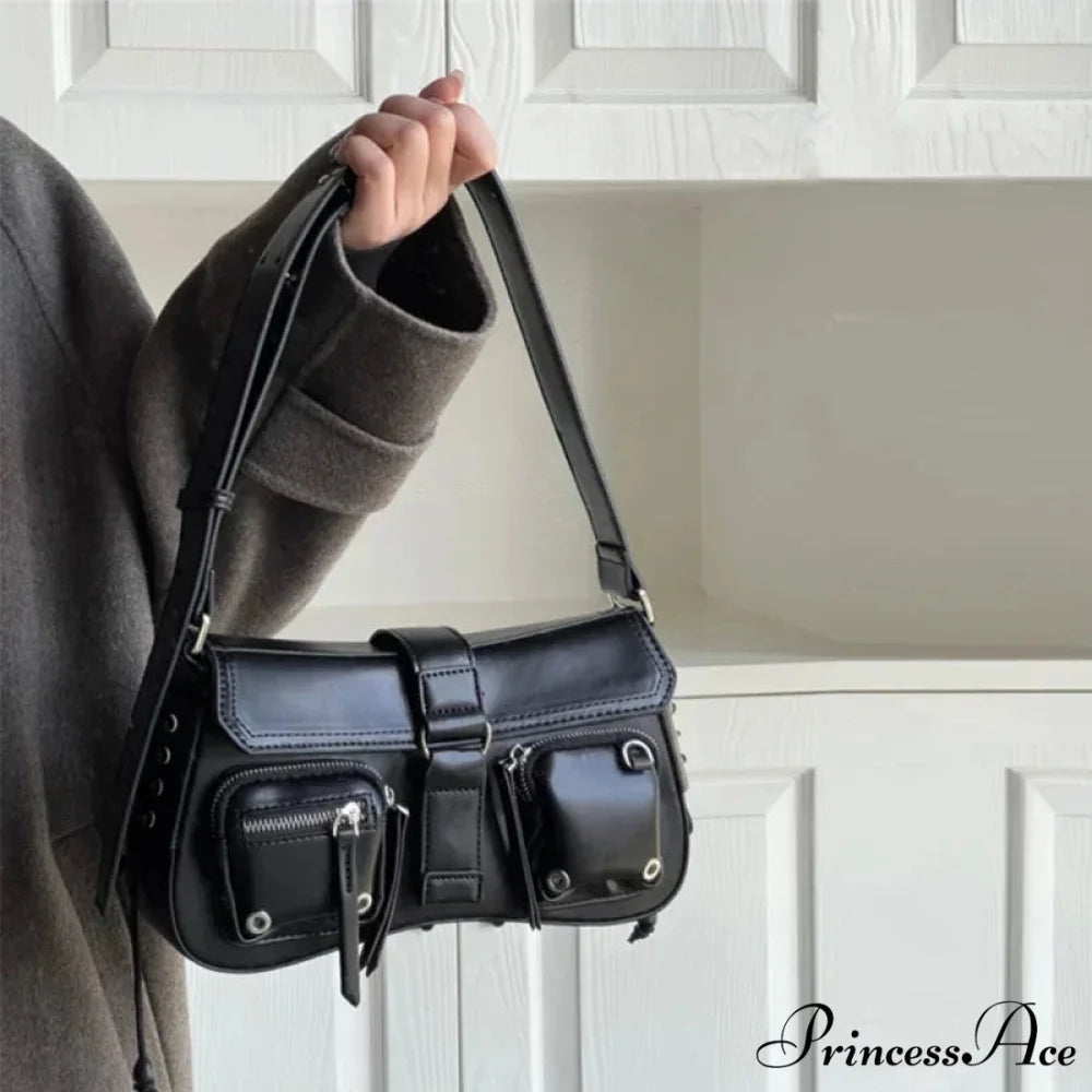 Dark Star Purse Vintage Shoulder Bag Black shoulder-250126