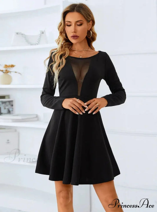 DARK V MESH BACKLESS DRESS