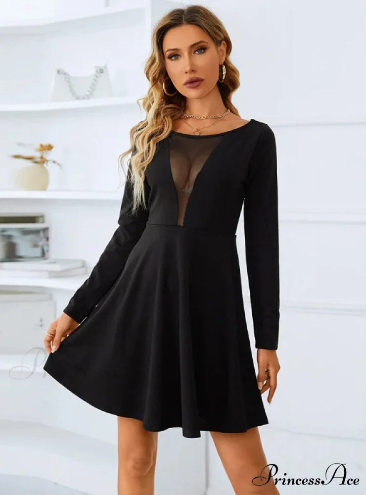 DARK V MESH BACKLESS DRESS