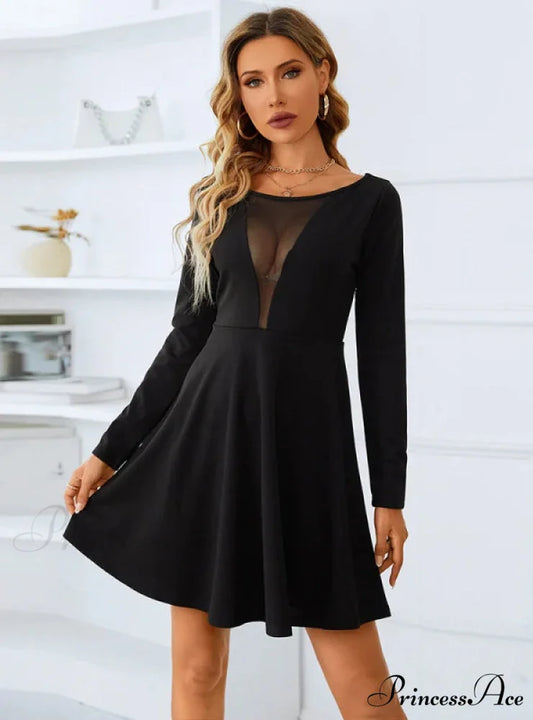 DARK V MESH BACKLESS DRESS