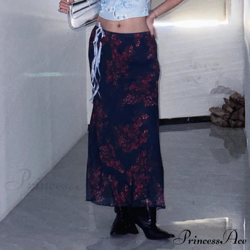 Dark Vintage Sophisticated Blossom Warm Cool Skirt skirt-250126