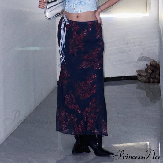 Dark Vintage Sophisticated Blossom Warm Cool Skirt skirt-250126