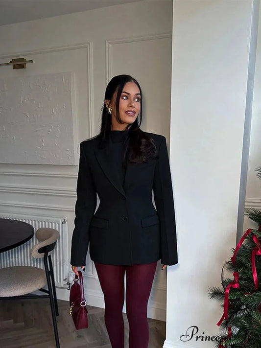Dark Waist Suit Jacket Black / S coats-241228