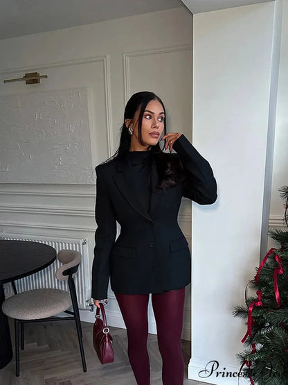 Dark Waist Suit Jacket coats-241228