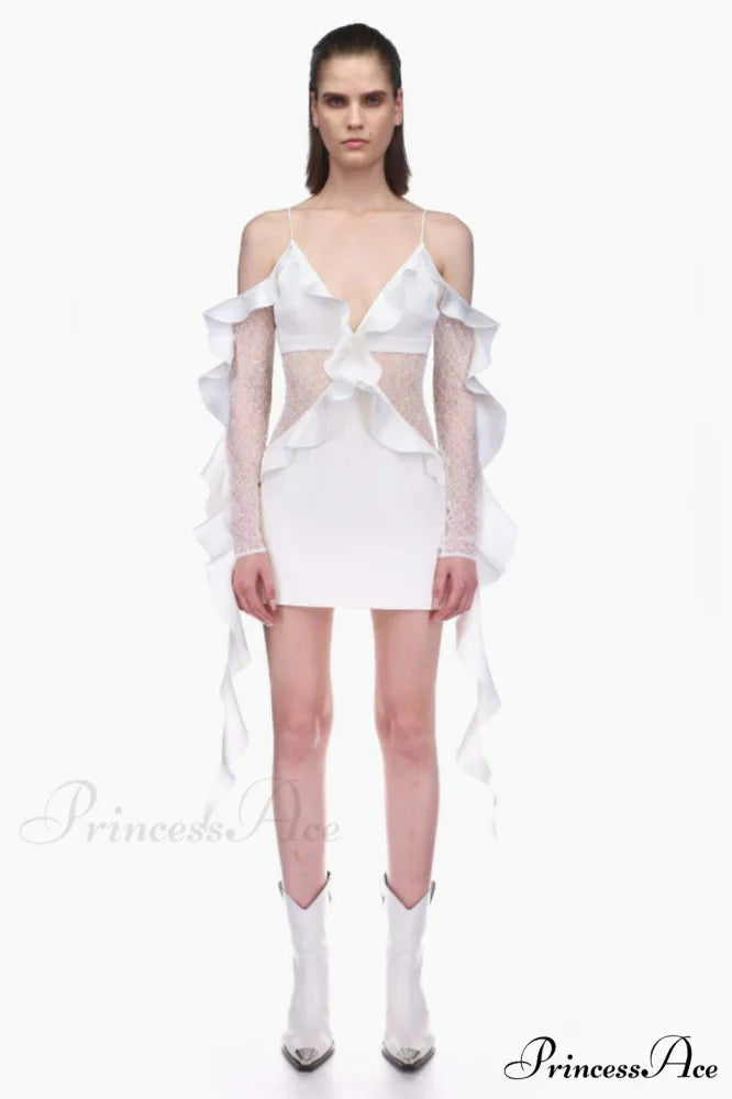 David Koma Stylish Ruffle Mini Dress
