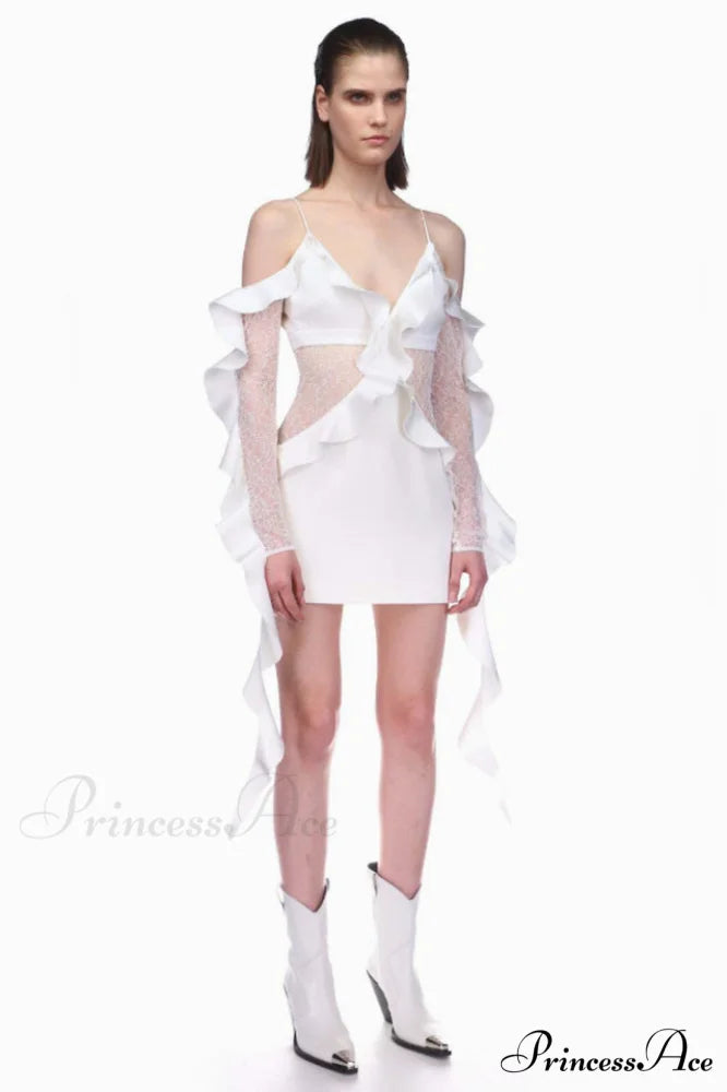 David Koma Stylish Ruffle Mini Dress