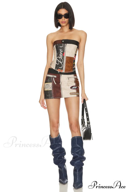 Daytona Vegan Leather Charming Top + Skirt Set