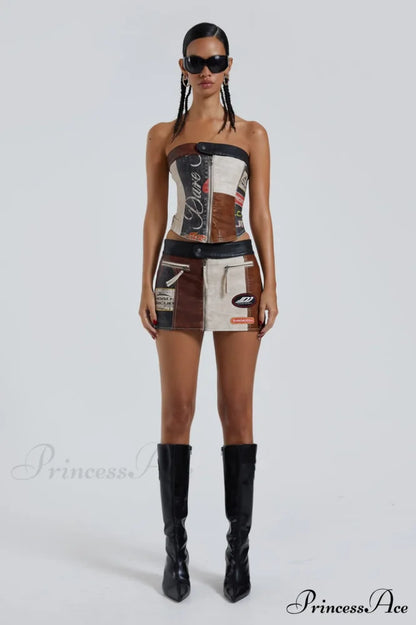 Daytona Vegan Leather Charming Top + Skirt Set