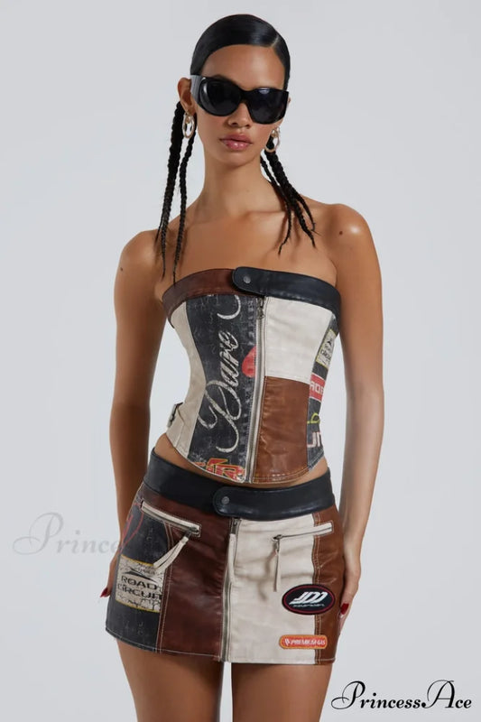 Daytona Vegan Leather Charming Top + Skirt Set XS / 1#