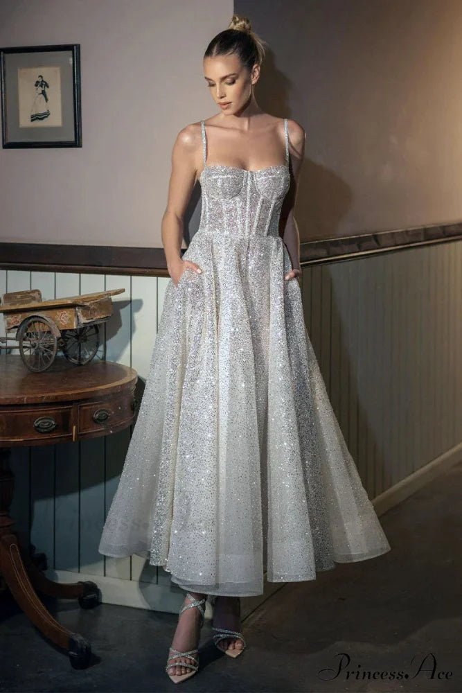 Dazzling Moi Glitter Trendy Sleeveless Midi Dress White / 2